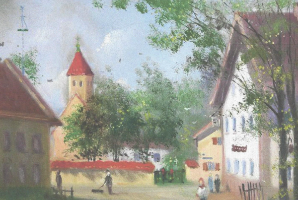 Ansicht von Englschalking, Gemälde von V. Ruzika